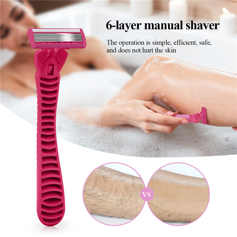 6-layer Manual Shaver Ladies Hair Removal Skin-tight and Flexible Blade Clean and Smooth