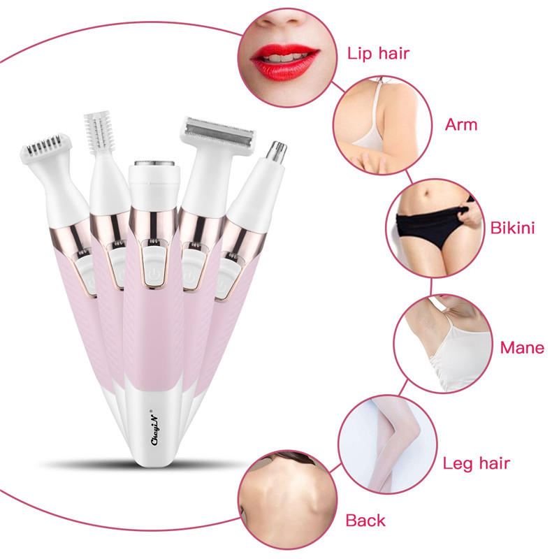 5 in 1 Multi-Function Electric Eyebrow Trimmer Hair Remover Device for Whole Body Painless Depilator