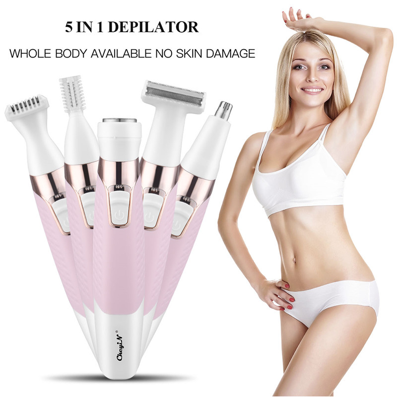 5 in 1 Multi-Function Electric Eyebrow Trimmer Hair Remover Device for Whole Body Painless Depilator