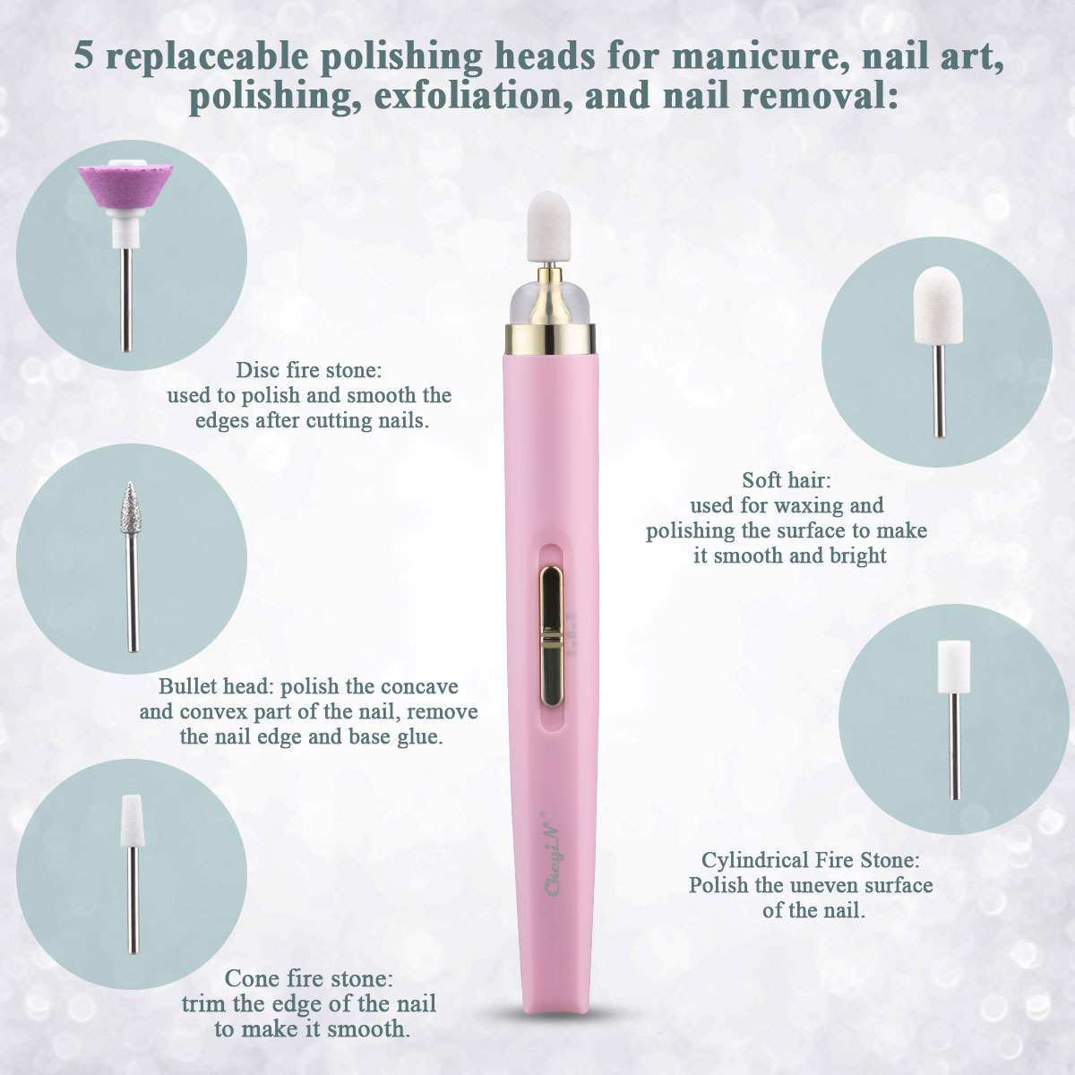 Electric Nail Drill Kit Portable for Acrylic Gel Manicure Pedicure Polishing Shape Tools for Salon