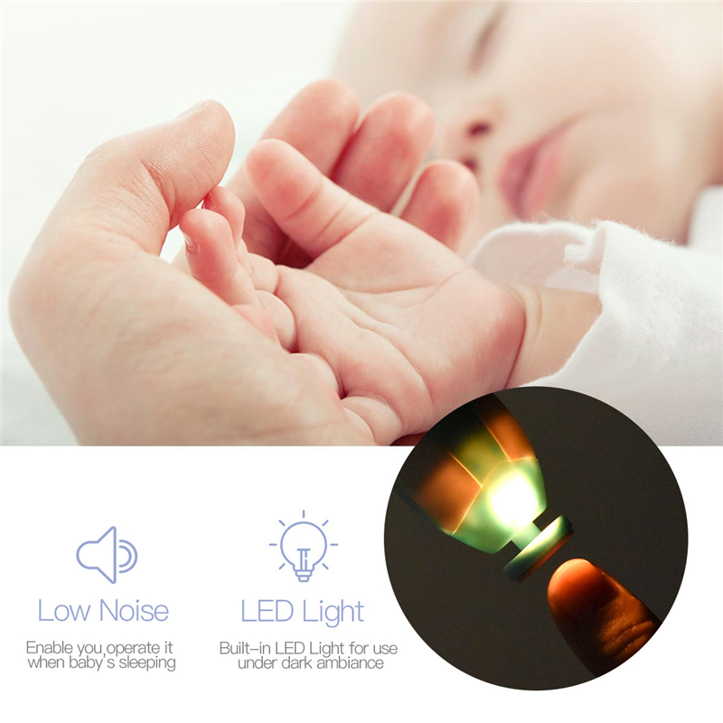 Electric Baby Nail File Drill Set 6 in 1 Safe Manicure Kit with Adjustable Speed Smart LED Light