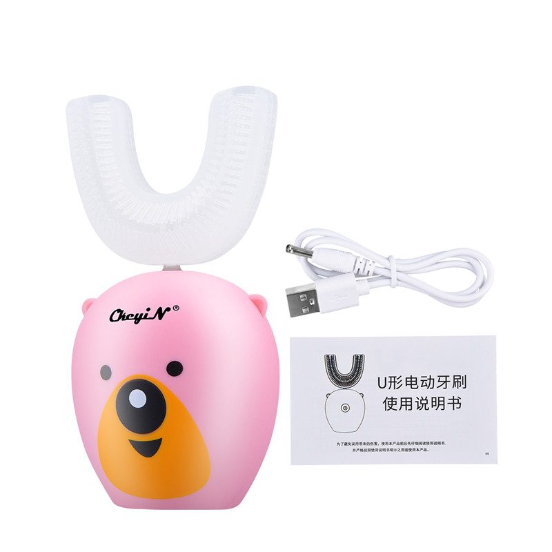 Kids U-shaped Electric Toothbrush Automatic Ultrasonic Silicon Toothbrush for 3-12Y Kids Oral Care