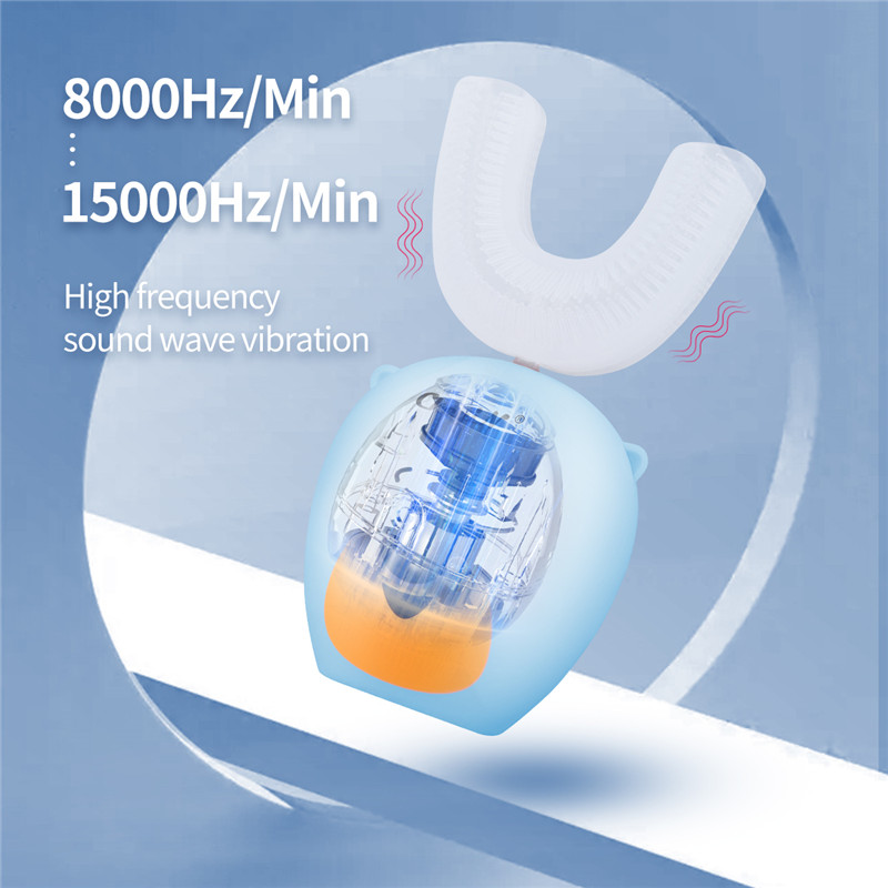 Kids U-shaped Electric Toothbrush Automatic Ultrasonic Silicon Toothbrush for 3-12Y Kids Oral Care