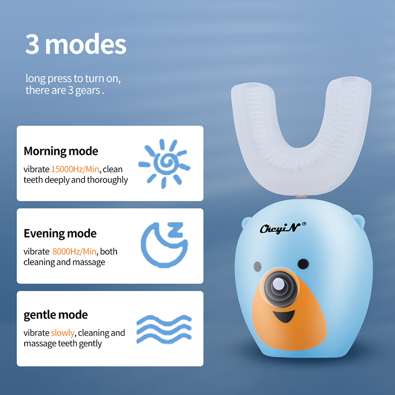 Kids U-shaped Electric Toothbrush Automatic Ultrasonic Silicon Toothbrush for 3-12Y Kids Oral Care