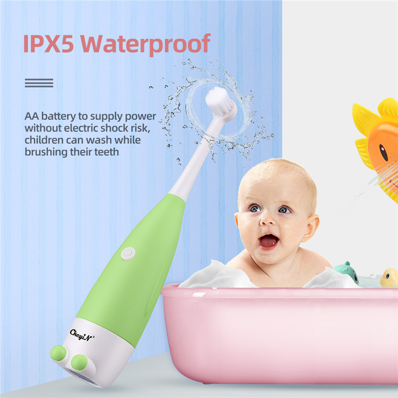 Kids Electric Toothbrush Sonic Vibrate Technology Waterproof Tooth Brush with 2 Soft Bristles Heads