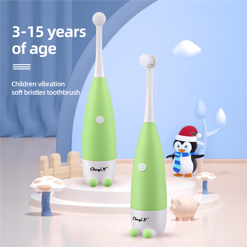 Kids Electric Toothbrush Sonic Vibrate Technology Waterproof Tooth Brush with 2 Soft Bristles Heads