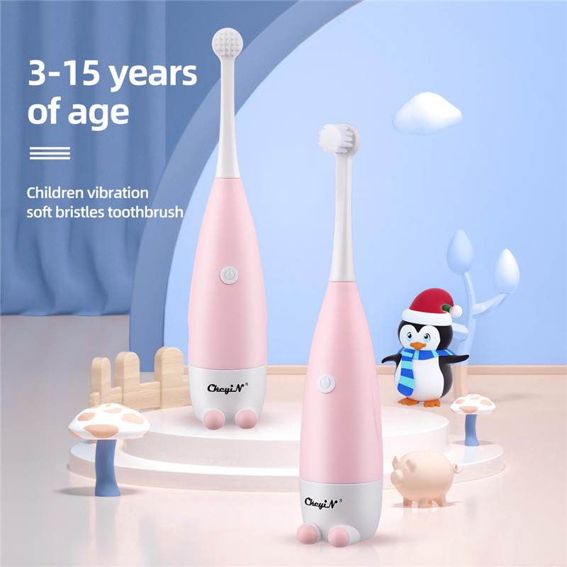 Kids Electric Toothbrush Sonic Vibrate Technology Waterproof Tooth Brush with 2 Soft Bristles Heads