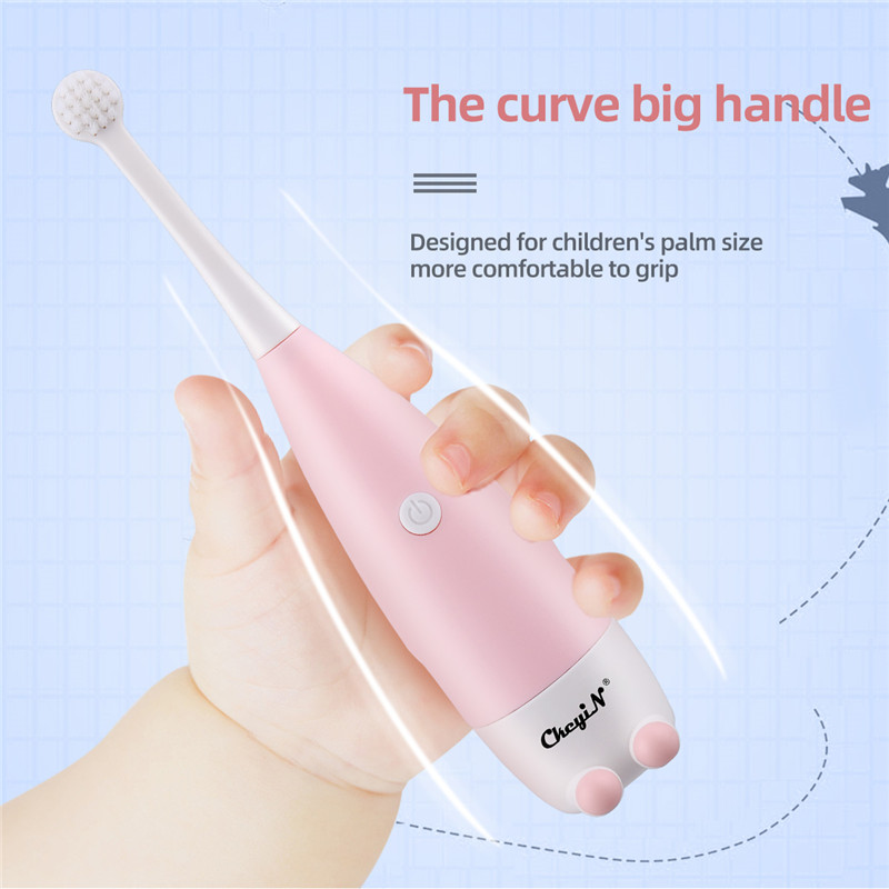 Kids Electric Toothbrush Sonic Vibrate Technology Waterproof Tooth Brush with 2 Soft Bristles Heads