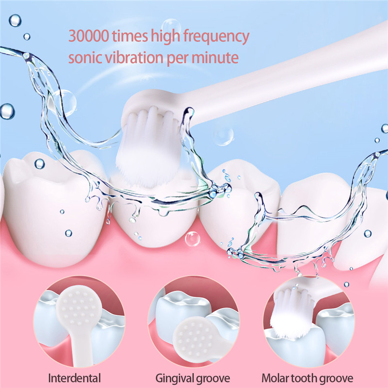 Kids Electric Toothbrush Sonic Vibrate Technology Waterproof Tooth Brush with 2 Soft Bristles Heads