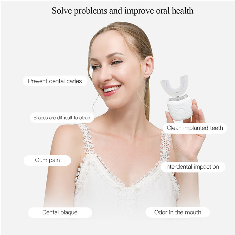 Electric Toothbrush Ultrasonic Vibration U-shaped Silicone Lazy Toothbrush Tooth Massage Whitening