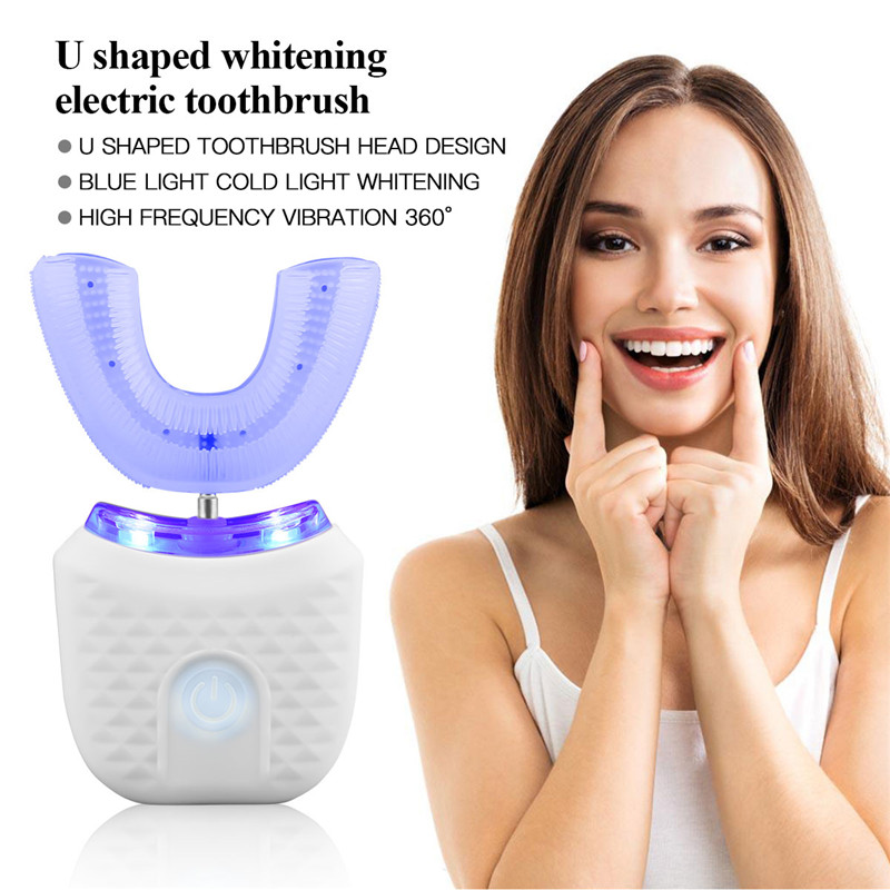 Electric Toothbrush Ultrasonic Vibration U-shaped Silicone Lazy Toothbrush Tooth Massage Whitening