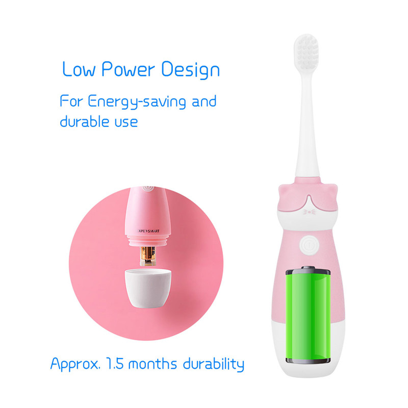 Kids Electric Toothbrush Cordless Super Soft Bristle with 2 Replacement Heads for Sensitive Gum Care