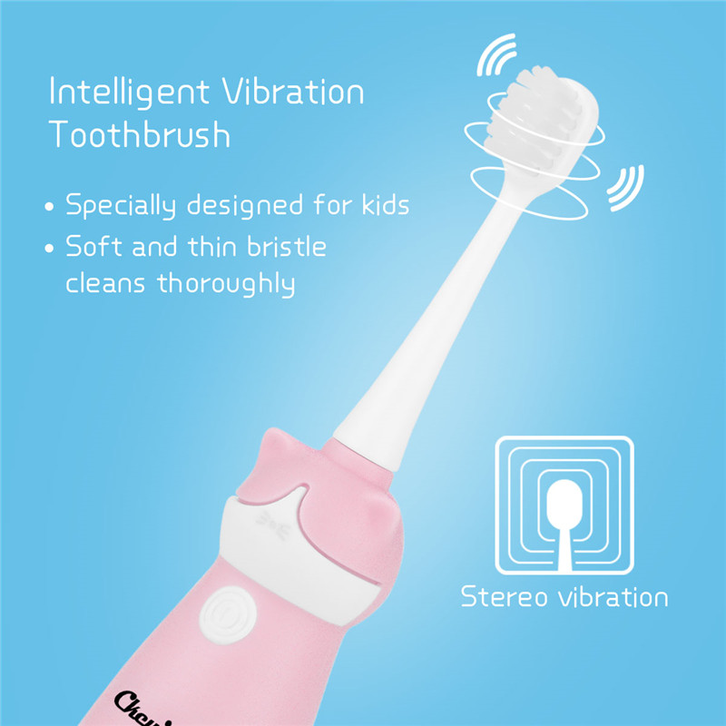Kids Electric Toothbrush Cordless Super Soft Bristle with 2 Replacement Heads for Sensitive Gum Care