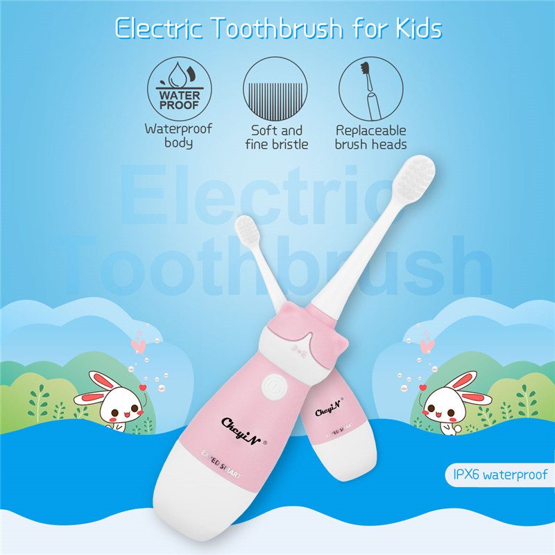 Kids Electric Toothbrush Cordless Super Soft Bristle with 2 Replacement Heads for Sensitive Gum Care