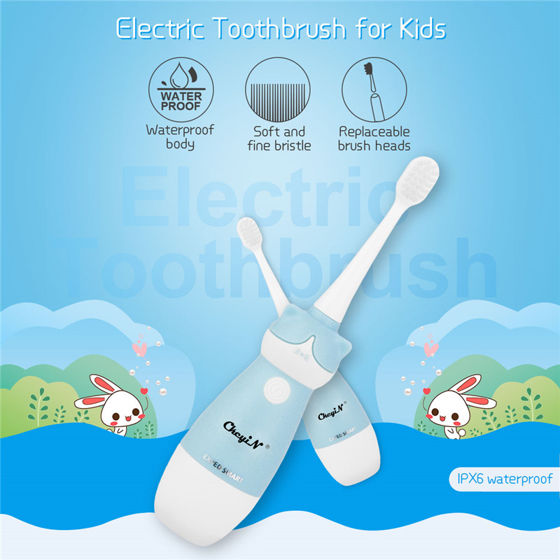 Kids Electric Toothbrush Cordless Super Soft Bristle with 2 Replacement Heads for Sensitive Gum Care