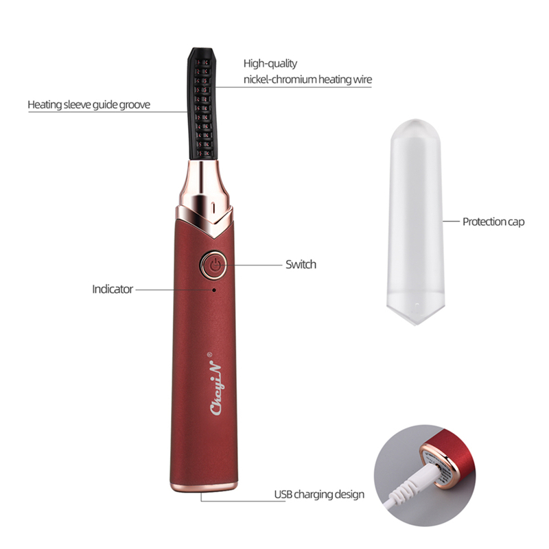 Electric Heated Eyelash Curler Rechargeable Lash Curler 3 Temperature Adjustable Quick Heating
