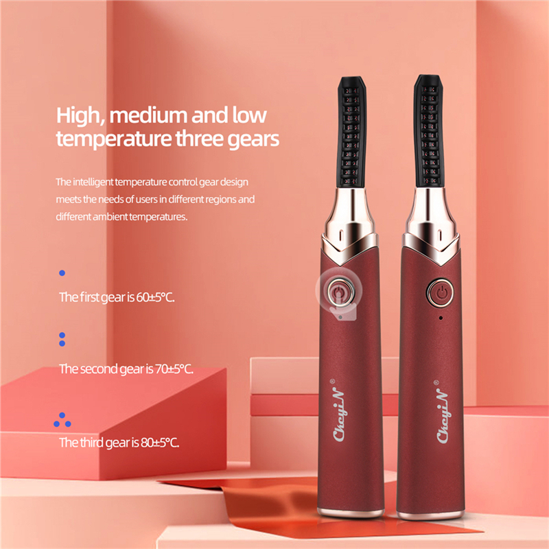 Electric Heated Eyelash Curler Rechargeable Lash Curler 3 Temperature Adjustable Quick Heating
