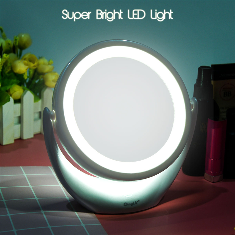 LED Makeup Mirror Double-Sided Mirror 1x/5x Magnification Cosmetic Mirror 360° Swivel Vanity Mirror