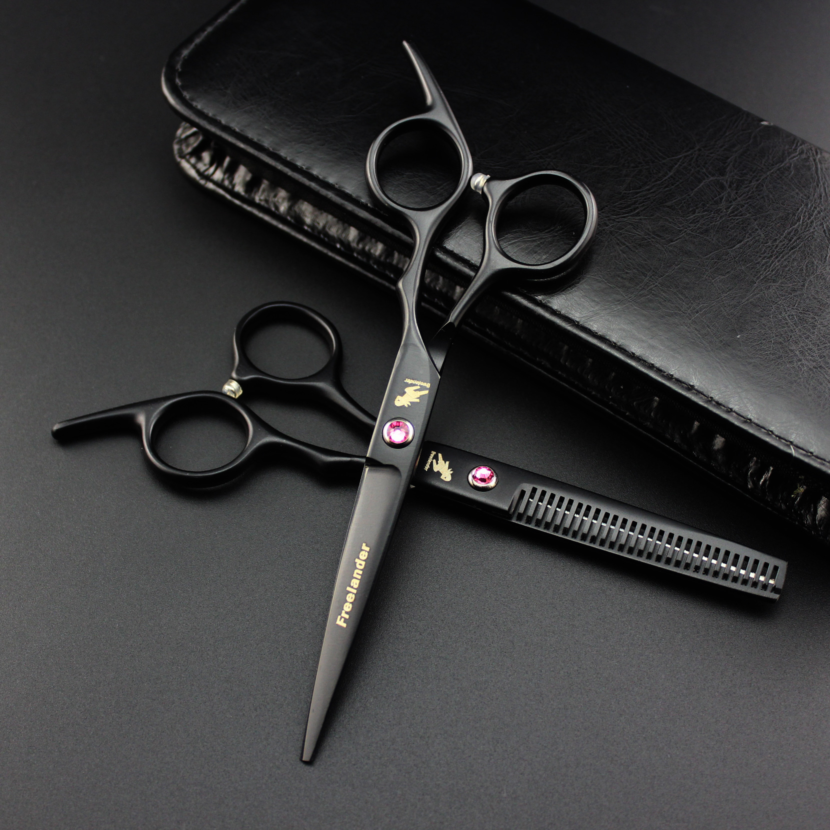 6.0 inch Black Professional Hairdressers Hair Scissors Barber Big Cutting Scissors Thinning Shears