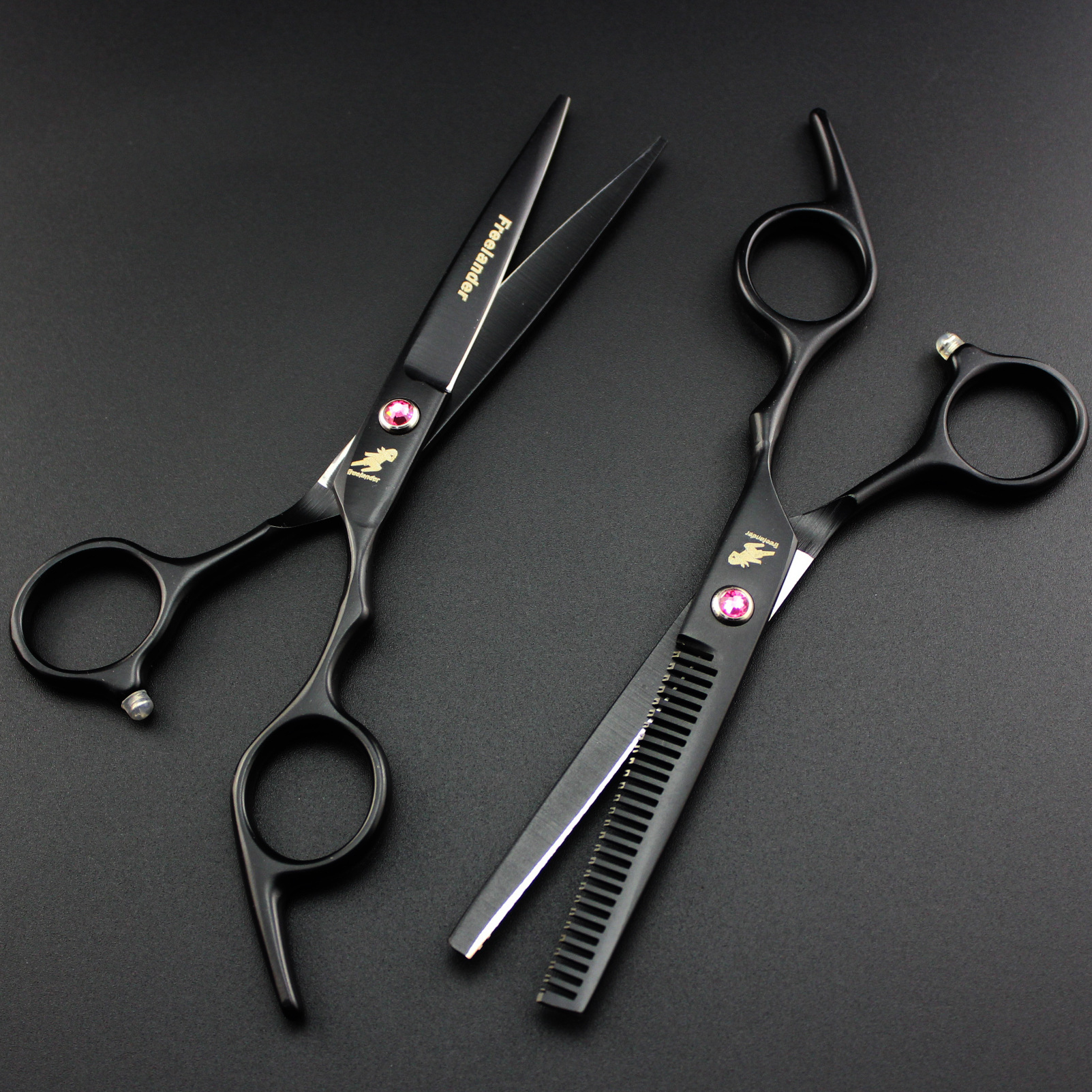 6.0 inch Black Professional Hairdressers Hair Scissors Barber Big Cutting Scissors Thinning Shears