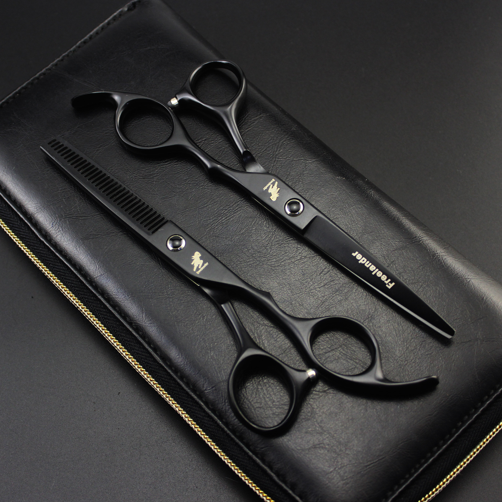 6.0 inch Black Professional Hairdressers Hair Scissors Barber Big Cutting Scissors Thinning Shears