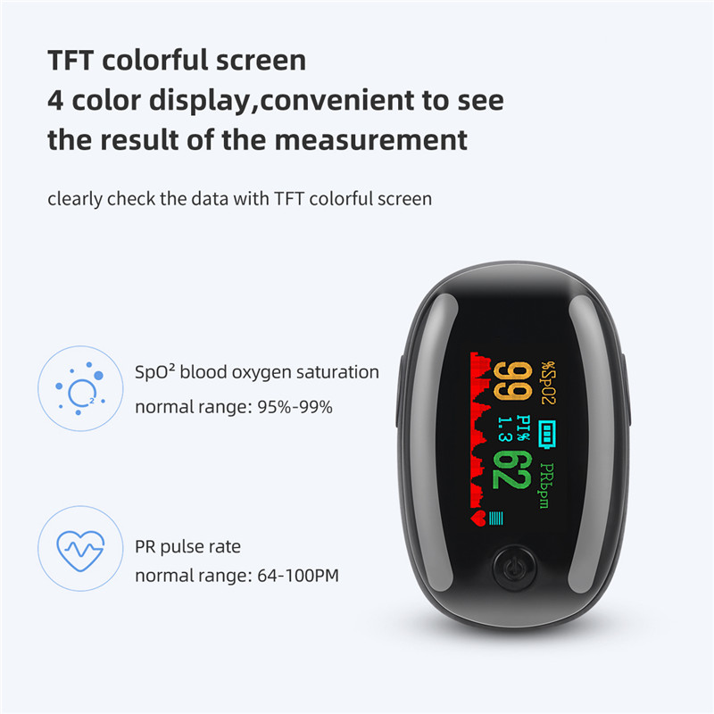 TFT Medical Fingertip Pulse Oximeter Blood Oxygen Saturation Pulse Oximeter for Home Family Use