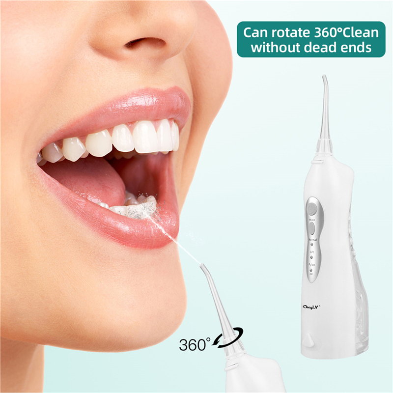 Electric Tooth Cleaner with 3 Modes 4 Jets Dental Oral Irrigator Rechargeable Waterproof Teeth Cleaner for Home Travel
