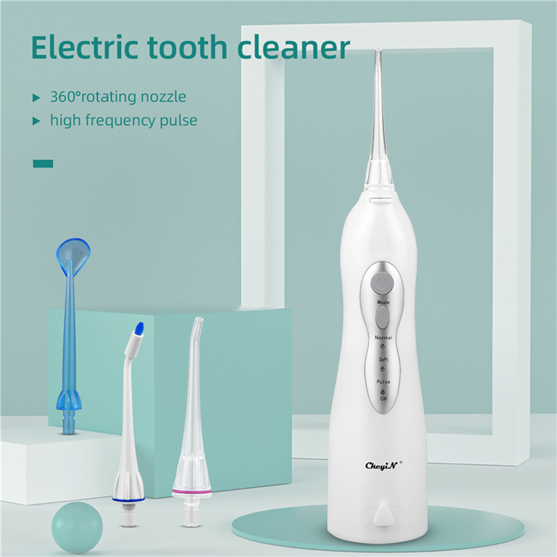 Electric Tooth Cleaner with 3 Modes 4 Jets Dental Oral Irrigator Rechargeable Waterproof Teeth Cleaner for Home Travel