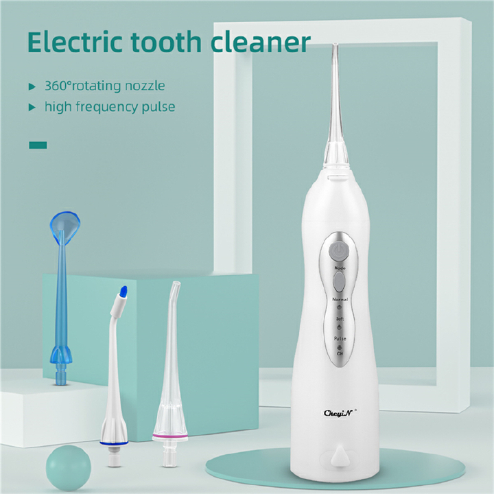 Electric Tooth Cleaner with 3 Modes 4 Jets Dental Oral Irrigator Rechargeable Waterproof Teeth Cleaner for Home Travel
