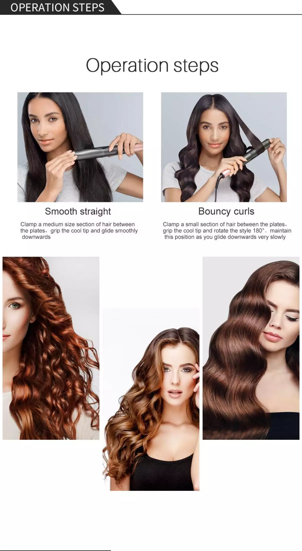 Professional 2 in 1 Hair Curler Hair Straightener Wet & Dry Flat Iron Hair Styler