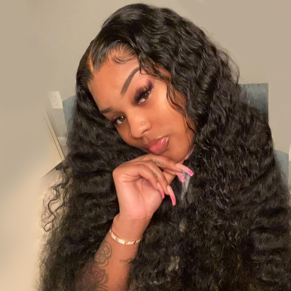 13*4 HD Lace Frontal Wig Curly Human Hair Wigs African Deep Wave Wig PrePlucked Wig for Women Melted Transparent Lace Wigs