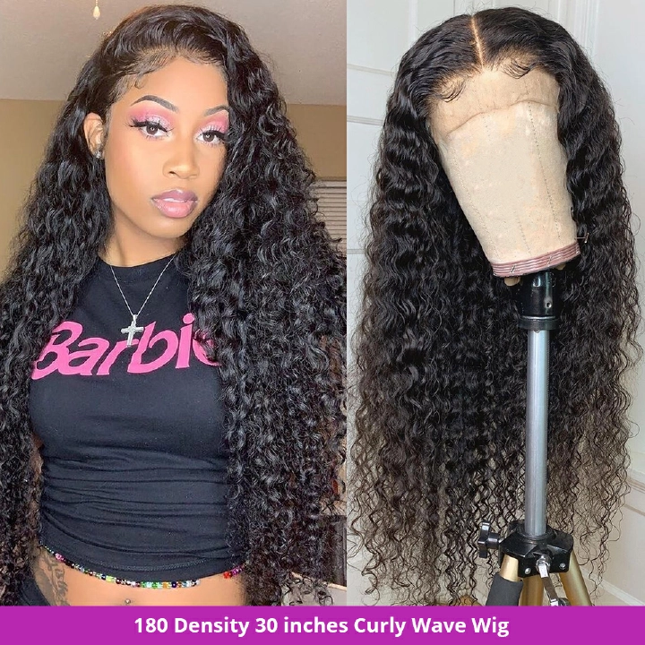 13*4 HD Lace Frontal Wig Curly Human Hair Wigs African Deep Wave Wig PrePlucked Wig for Women Melted Transparent Lace Wigs