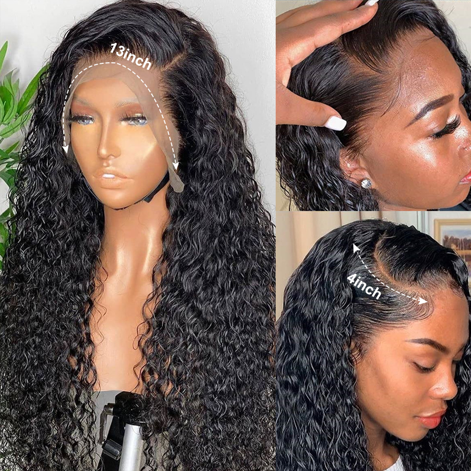 13*4 HD Lace Frontal Wig Curly Human Hair Wigs African Deep Wave Wig PrePlucked Wig for Women Melted Transparent Lace Wigs
