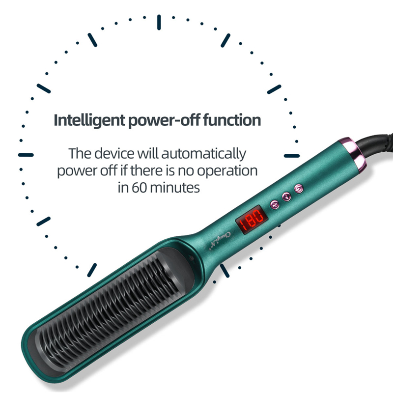 Fast Heating Comb Smooth Electric Hair Straightener Brush Ceramic Temperature LED Negative Ions Hair Straightening Comb for Women