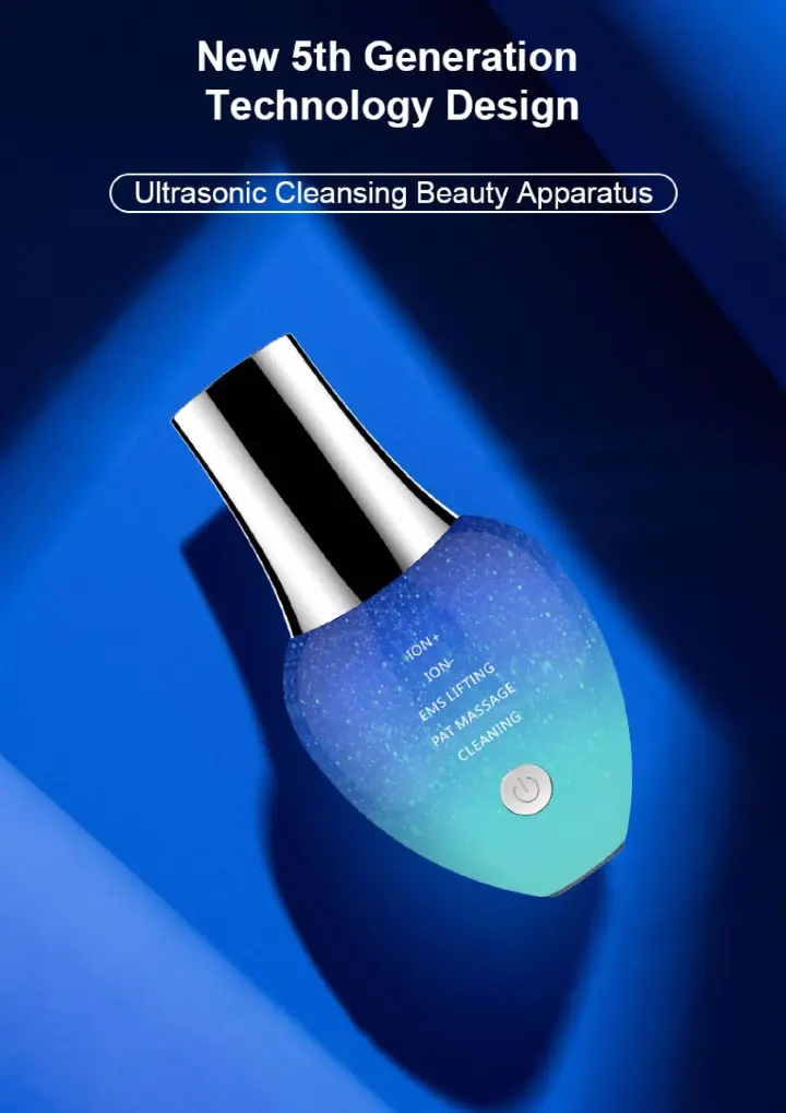 Ultrasonic Skin Scrubber Face Massager Ion Deep Face Cleaning 45℃ Heat Face Lift Peeling Shovel Acne Pore Ultrasonic Blackhead Remover