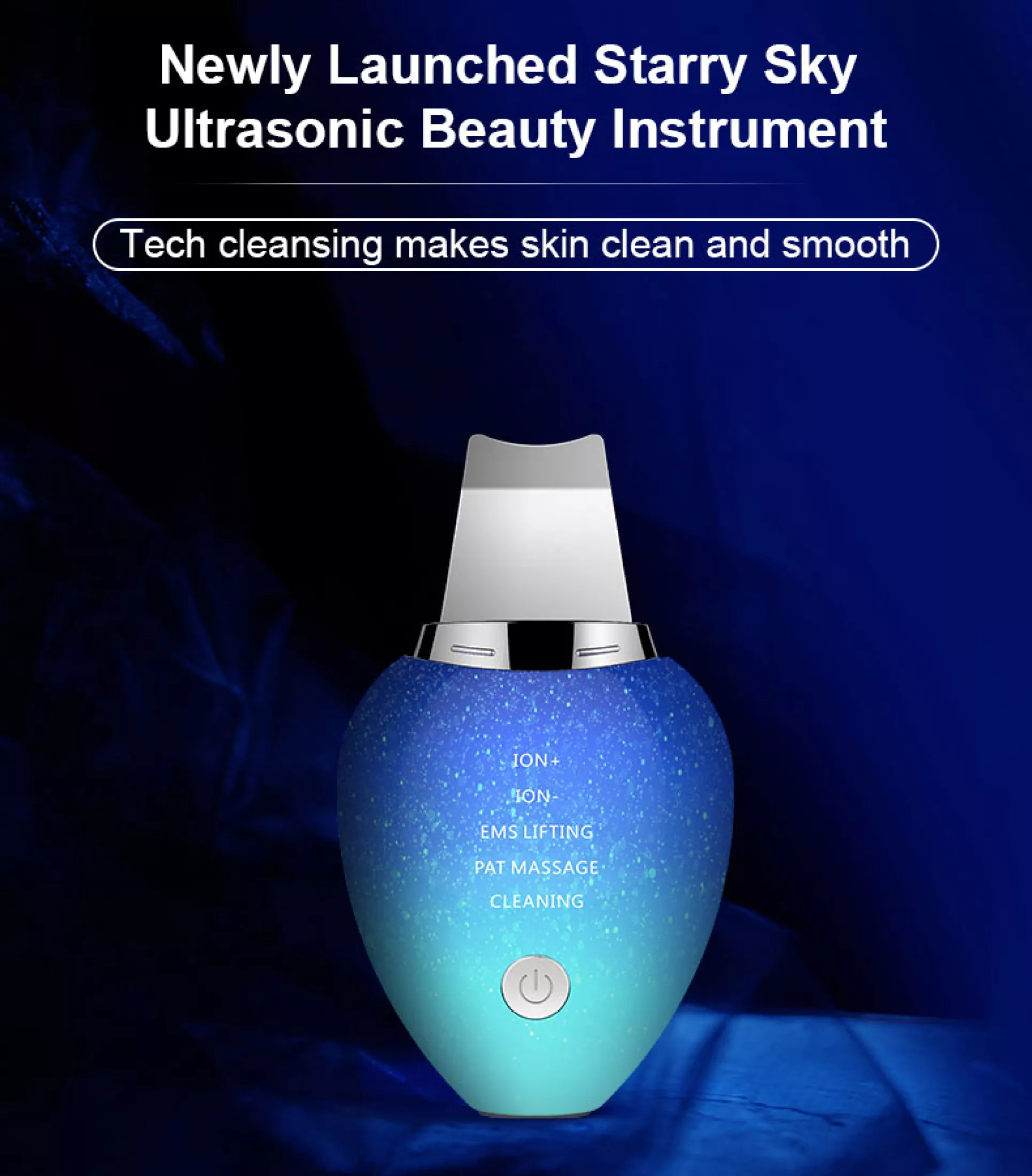 Ultrasonic Skin Scrubber Face Massager Ion Deep Face Cleaning 45℃ Heat Face Lift Peeling Shovel Acne Pore Ultrasonic Blackhead Remover