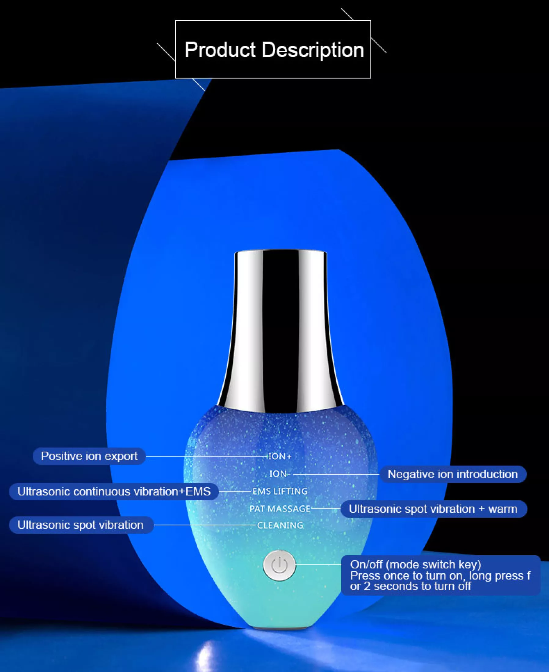 Ultrasonic Skin Scrubber Face Massager Ion Deep Face Cleaning 45℃ Heat Face Lift Peeling Shovel Acne Pore Ultrasonic Blackhead Remover