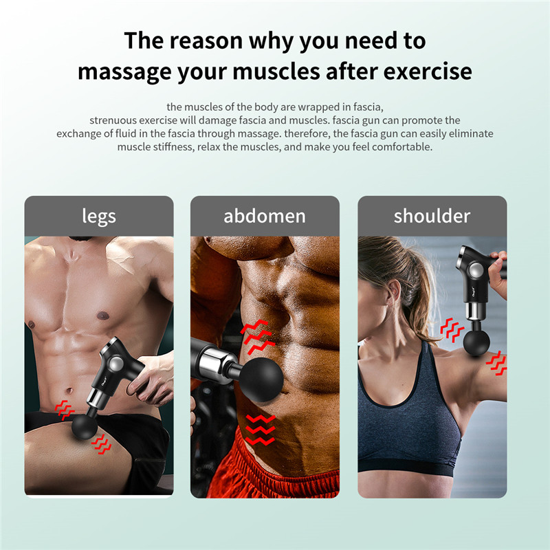 LED Display Fascia Gun Muscle Massage Gun Vibration Body Deep Tissue Percussion Muscle Massager Pain Relief USB Rechargeable for Fitness Equipment