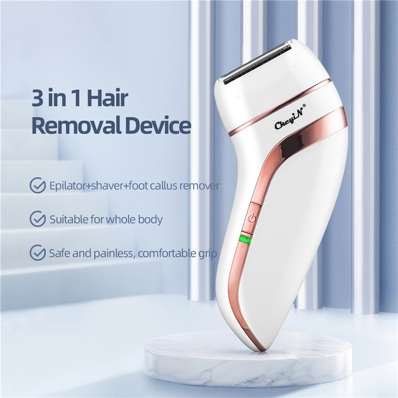 Lady Epilator 3 in 1 Electric Shaving Hair Removal Women Trimmer Bikini Body Epilator Painless Shaving Foot File Pedicure Tool