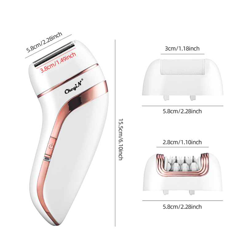 Lady Epilator 3 in 1 Electric Shaving Hair Removal Women Trimmer Bikini Body Epilator Painless Shaving Foot File Pedicure Tool