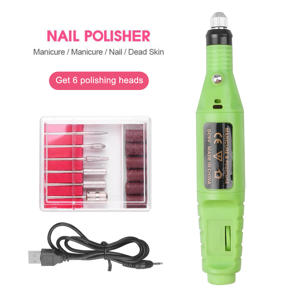 1 Set 6 Bits Electric Nail Drill Machine Professional Nail File Pen Pedicure Milling Nail Art Manicure Gel Remover Polishing