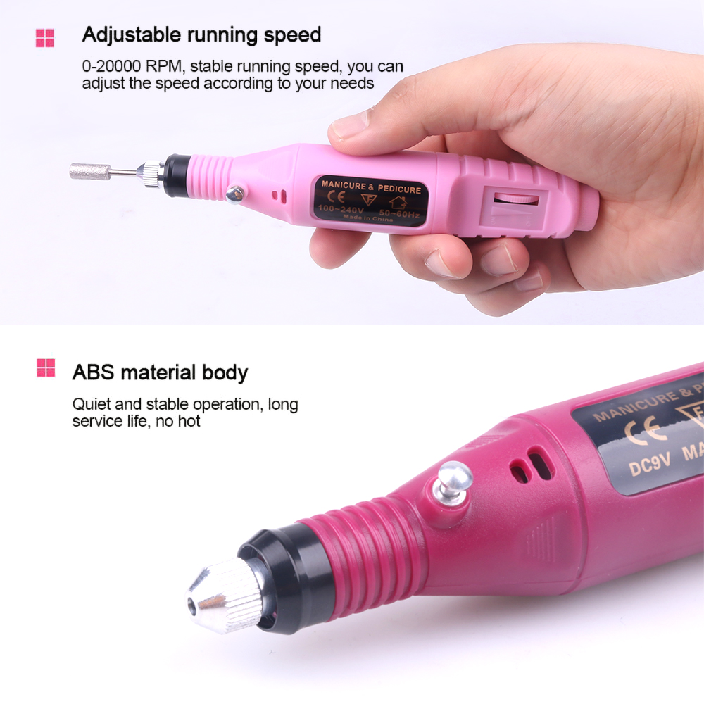 1 Set 6 Bits Electric Nail Drill Machine Professional Nail File Pen Pedicure Milling Nail Art Manicure Gel Remover Polishing