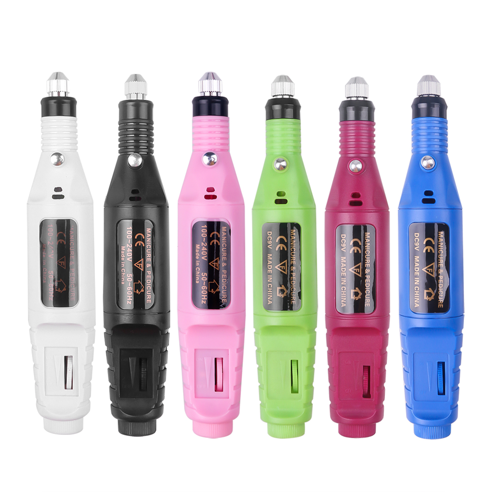 1 Set 6 Bits Electric Nail Drill Machine Professional Nail File Pen Pedicure Milling Nail Art Manicure Gel Remover Polishing