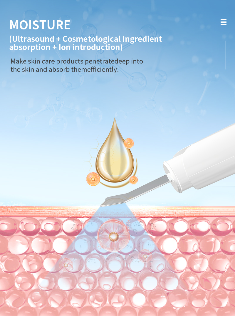 2 In 1 Ultrasonic Skin Scrubber Ion Deep Face Ultrasonic Cleaning Remove Acne Blackheads Replaceable Head Peeling Shovel