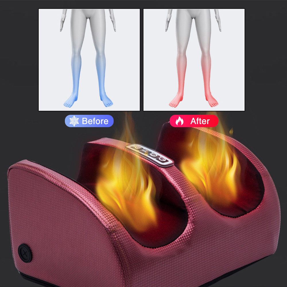 Electric Heating Foot Massager Shiatsu Foot Massager Relaxation Kneading Roller Vibrator for Relief Leg Fatigue