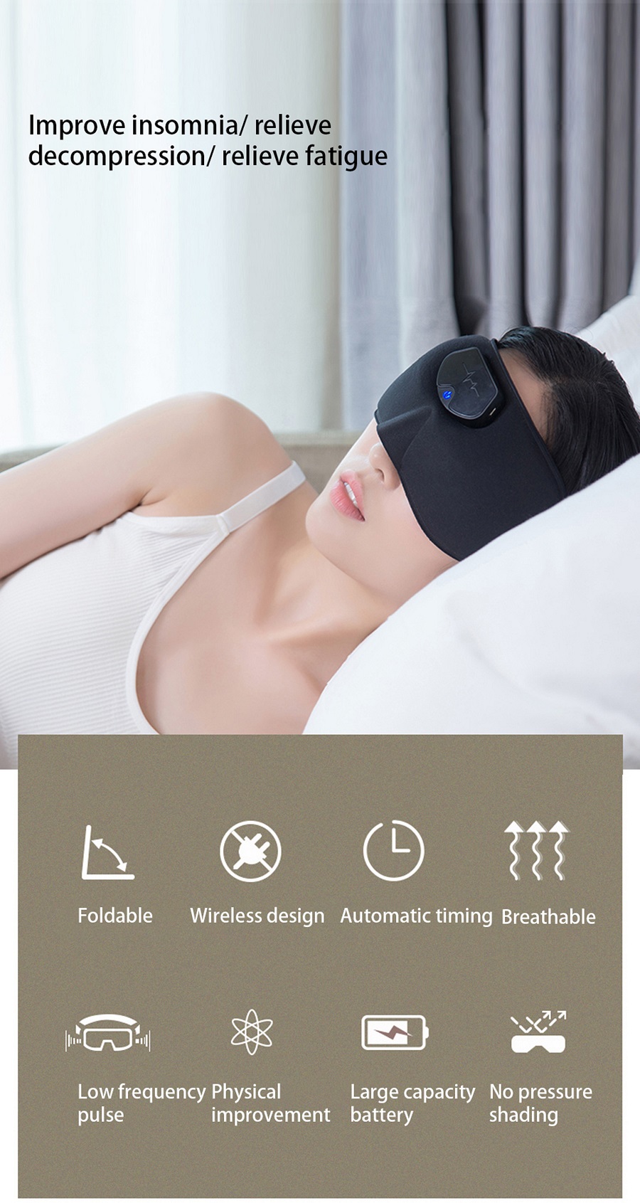 Electric Head Massager Sleep Monitor Migraine Relief Massager Health Stress Relief Brain Stimulator EMS Head Massager Forehead