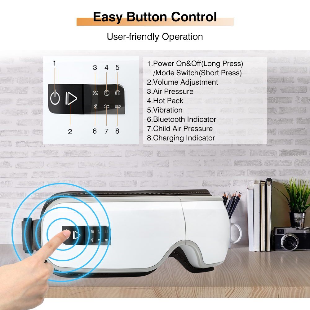 Smart Eye Massager Airbag Vibration Heating Eye Care Massage with Bluetooth Music Fatigue Dark Circles Relief Eye Health Care