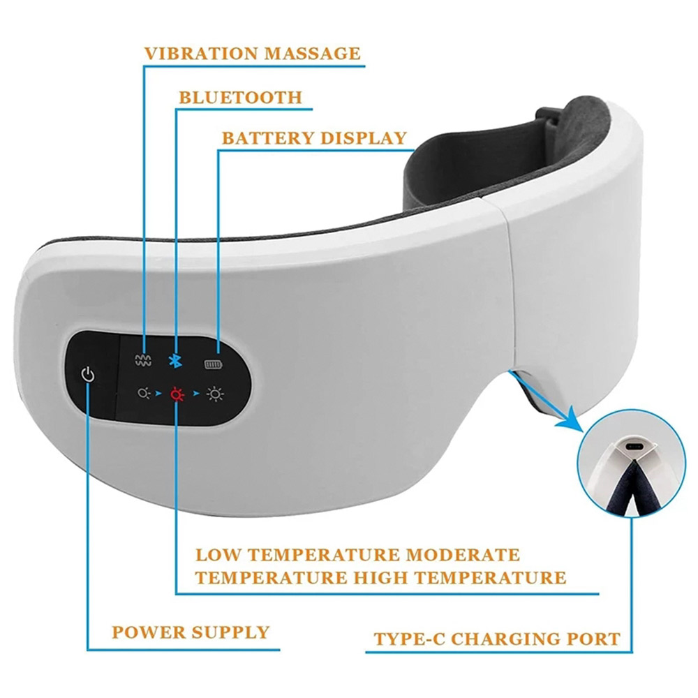 Eye Massage Support Bluetooth Smart Airbag Vibration Eye Massager Eye Care Instrument Hot Compress Eye Fatigue Massage Glasses