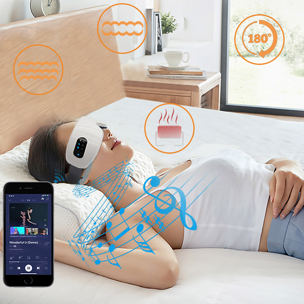 Eye Massage Support Bluetooth Smart Airbag Vibration Eye Massager Eye Care Instrument Hot Compress Eye Fatigue Massage Glasses