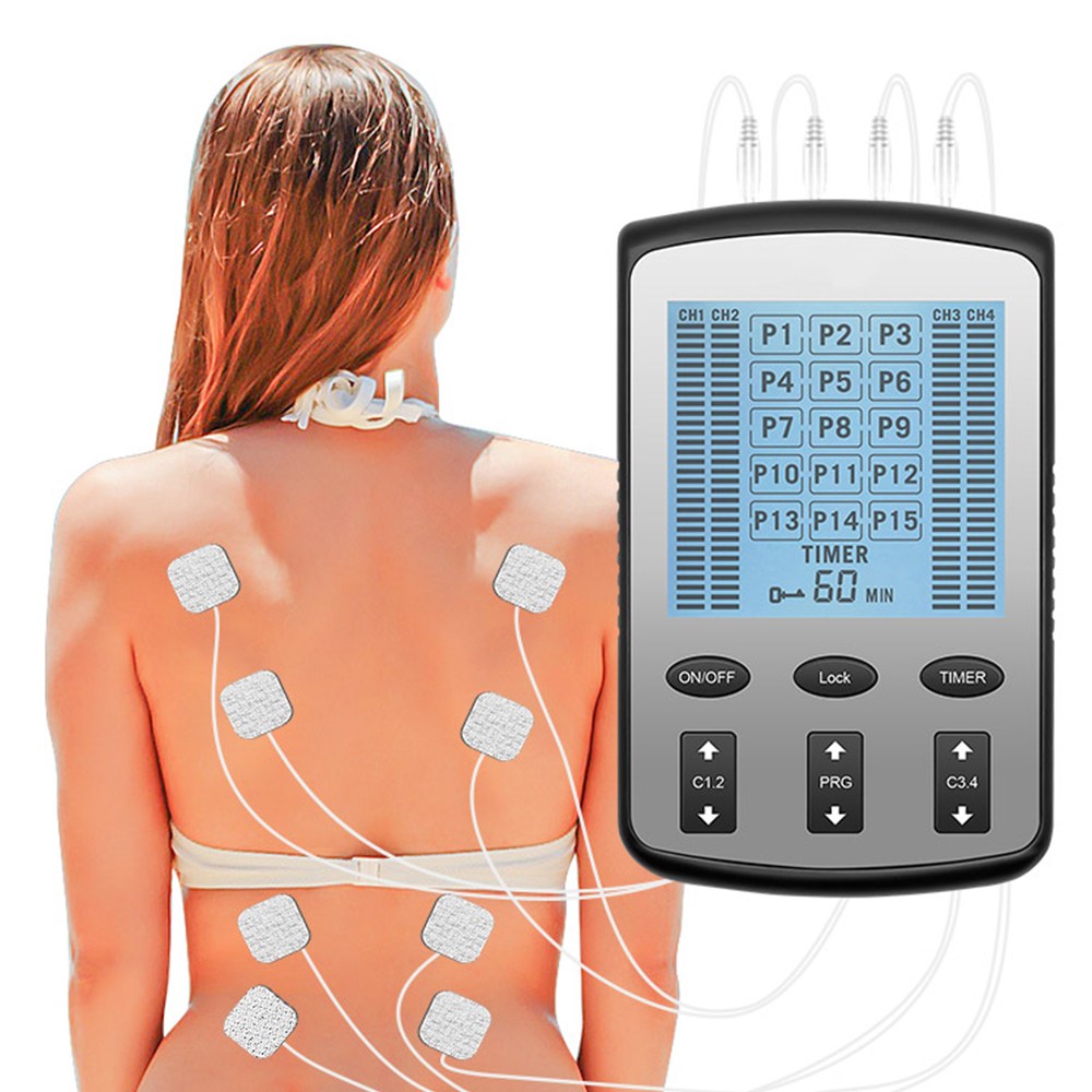 15 Modes 4 Output Electric EMS TENS Machine Muscle Stimulator with Electrode Pads Health Care